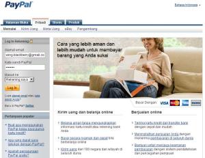 Tampilan situs PayPal Indonesia